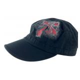 hg Black Cadet Cap Distressed Red Cross