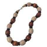 Chunky Two-Tone Wooden Bead Necklace