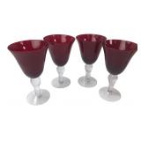 Artland Iris Ruby Red Bubble Glass Goblets 8'H