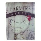 Farmer's Market Chicken Glass Cutting Board 12x14