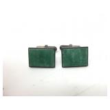 Vintage Sterling Silver Malachite Cufflinks