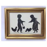 Vintage Pidman Silhouette Art Chickens Kids