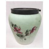 Antique Satin Glass Floral Jar