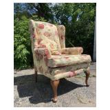 Vintage Floral Wing Back Chair