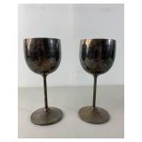 Vintage Viking Plate EP Brass Wine Glasses