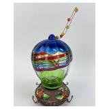 Colored Glass Hummingbird Feeder