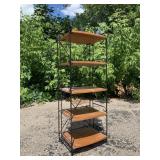 Vintage Wood and Metal Storage Shelf