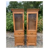 Vintage Wood and Glass Display Cabinets W/Light