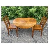 Wooden Dropleaf Dining Table W/2 Chairs
