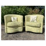 Paisley Print Barrel Chairs w/ Casters