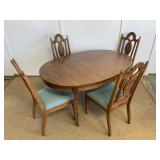 Vintage Wooden Dining Table with Chairs