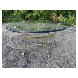 Brass Base Glass Top Oval Coffee Table