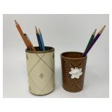Ceramic & Cardboard Pencil Holder Lot