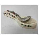 Silverplate Ladle & Ceramic Spoon Rest
