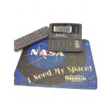 Vintage Mouse Pad, Calculator, and Remote Control