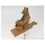 VTG Yankee Doodle Wooden Mechanical Bear Toy