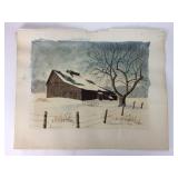 Signed Original Water Color Barn Painting