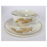 Vintage Golden Wheat Teacup Saucer 24k Gold