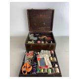 Vintage Sewing Box w/ Mixed Sewing Materials