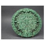 Vintage Mayan Sun Symbol Crushed Malachite Epoxied