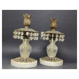 Vintage Glass/ Metal/ Marble Candlestick Holders