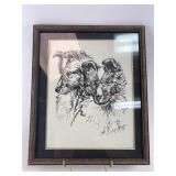 Signed & Framed Ingrid Jonsson Dog Art