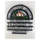 Vintage Bless This House Prayer Cast Iron Wall Art