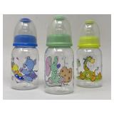 Three Small Plastic Baby Bottles