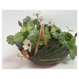 Vintage Bird Basket with Artificial Plant