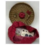Vintage Sewing Basket with Buttons
