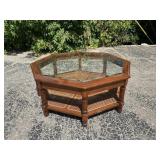 Glass Top Cane Bottom Coffee Table