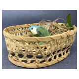 Small Wicker Basket W/Bird Decor
