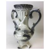 Large ornate swan vase
