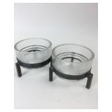 Bo-Strom Swedish Glass & Cast Metal Candleholders