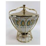 Vintage MCM Glass and Metal Serving Dish