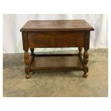 Oak Lift Lid Side Table/Work Box