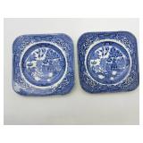 2 Blue Willow Square Plates