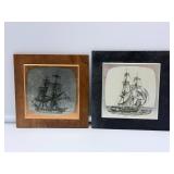 2 Vintage Metal Ship Pictures