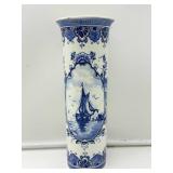 Blue Delft Style Ceramic Vase