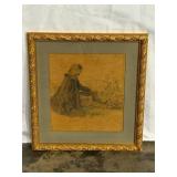 Antique Sepia Watercolor Drawing-8841