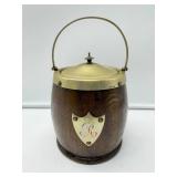 Oak Brass-Bound Biscuit Barrel