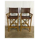Pr Leather Bar Stools