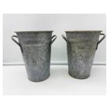 2 Galvanized Flower Buckets