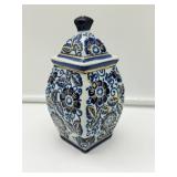 Blue and White Lidded Jar
