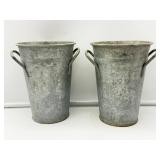 2 Galvanized Flower Buckets-8857