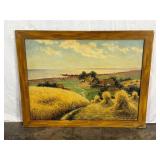 Framed Rural Landscape Oil Painting