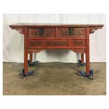 Antique Red Oriental Table