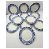 12 Blue Floral Plates