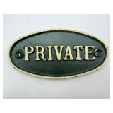 Cast Iron Private Sign