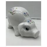 Ceramic Piggy Bank With Flowers